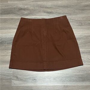 Spanx Large Skirt Hickory Brown Stretch Twill Mini A-Line Cotton 21056R NWT